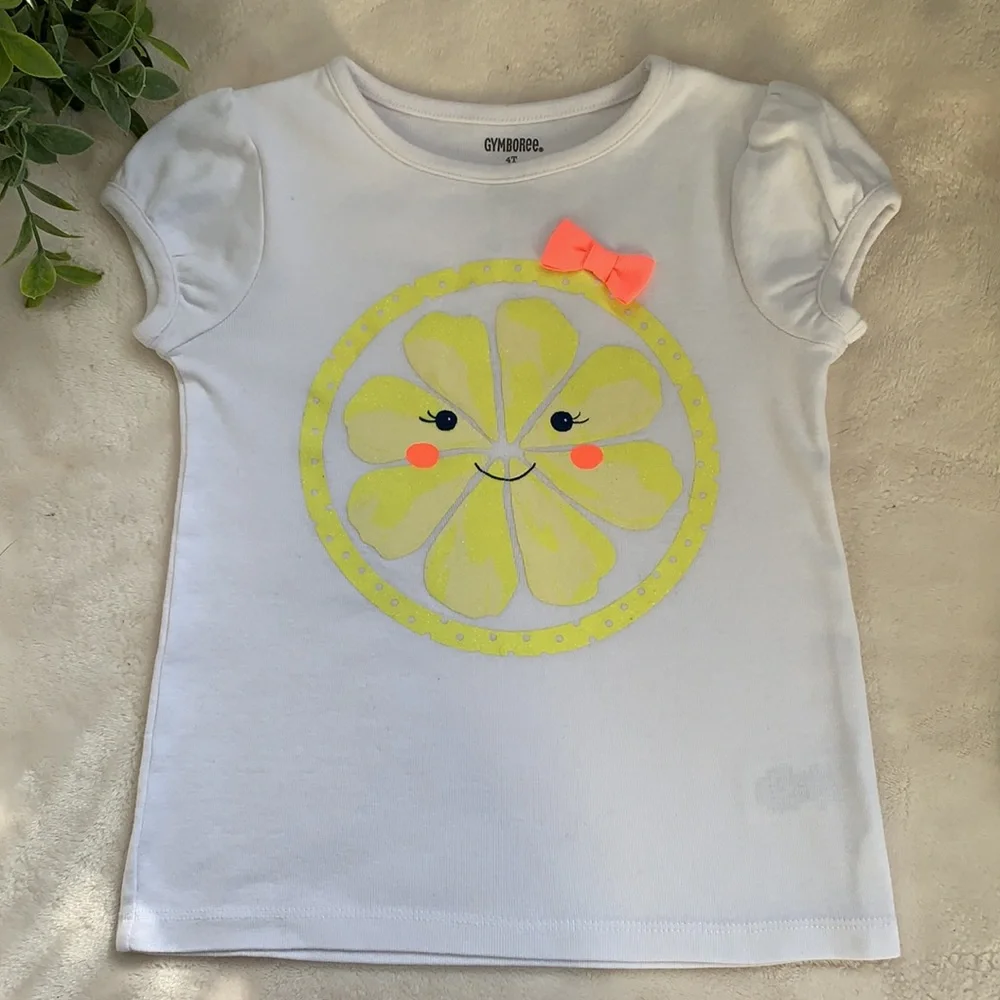 Gymboree White Lemon Slice Top 4T Perfect!